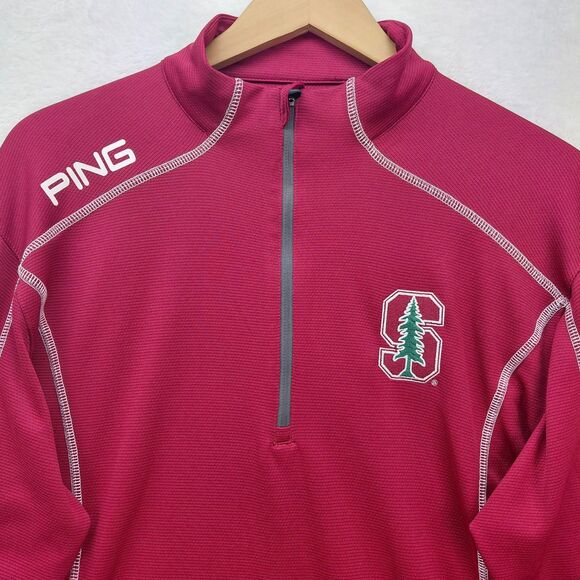 Ping Stanford Cardinal 1/4 Zip Golf Pullover Mens Medium Red Sensor Cool Stretch - Picture 3 of 13